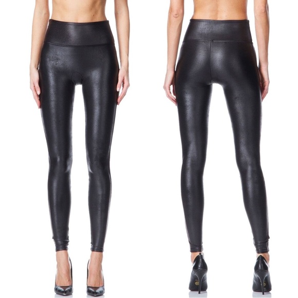 SPANX shape Faux Leather Leggings Black L - Picture 1 of 7